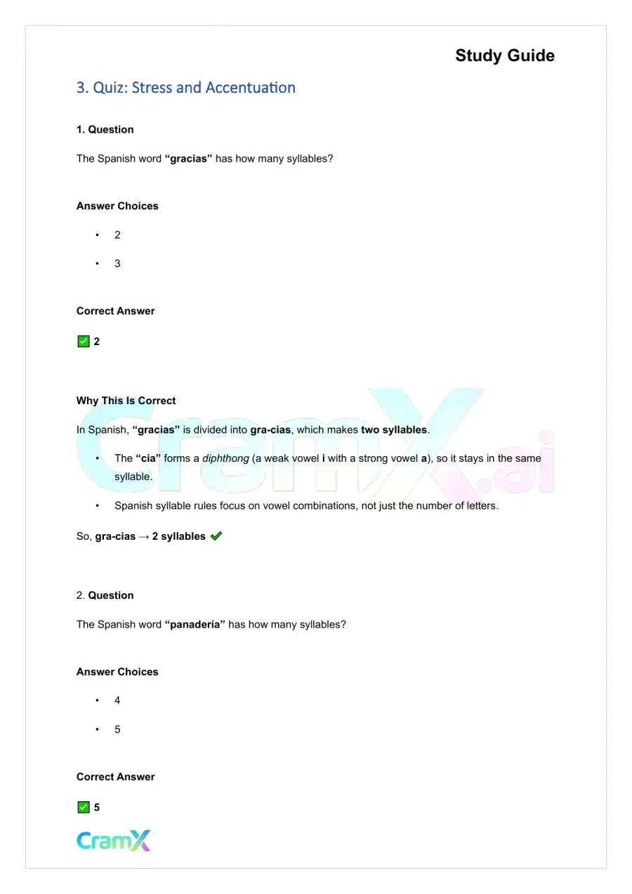 Spanish I - Spelling and Pronunciation, page 8