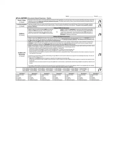 APUSH DBQ Rubric - Page 1 preview image