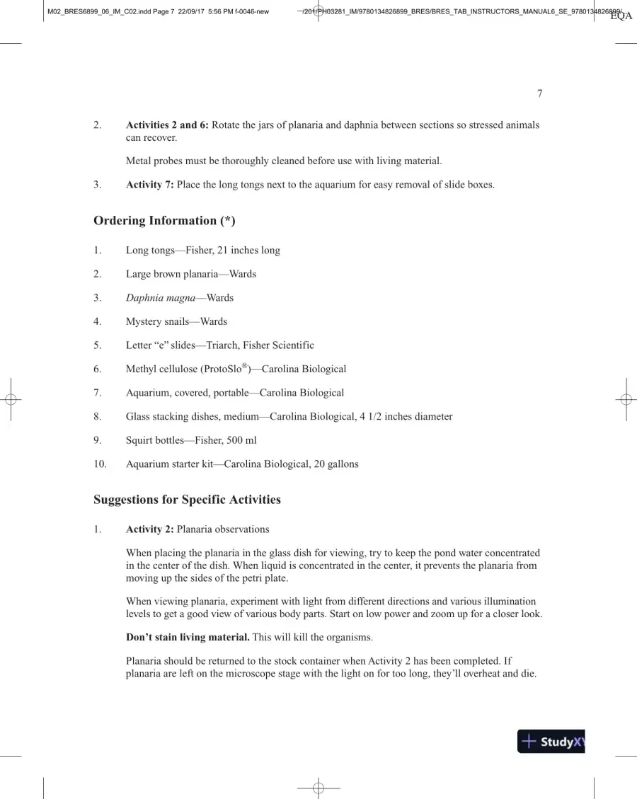 Thinking About Biology: An Introductory Lab Manual, 6th Edition Solution Manual, page 15