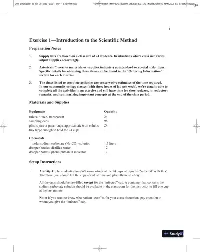Thinking About Biology: An Introductory Lab Manual, 6th Edition Solution Manual - Page 9 preview image