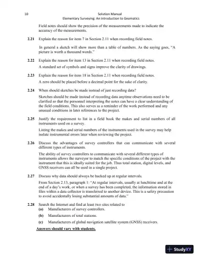 Elementary Surveying: An Introduction to Geomatics, 15th Edition Solution Manual - Page 13 preview image