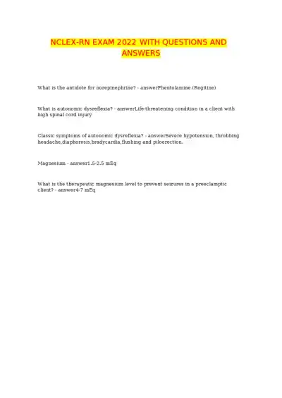 NCLEX RN EXAM 2022 - Page 1 preview image