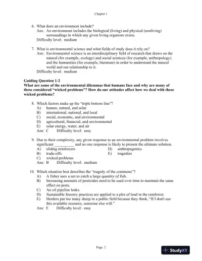 Environmental Science for a Changing World First Canadian Edition Test Bank - Page 3 preview image