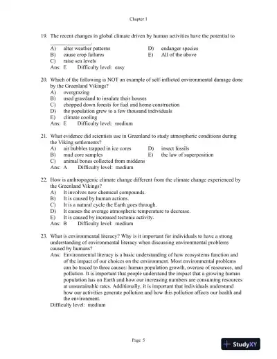 Environmental Science for a Changing World First Canadian Edition Test Bank - Page 6 preview image