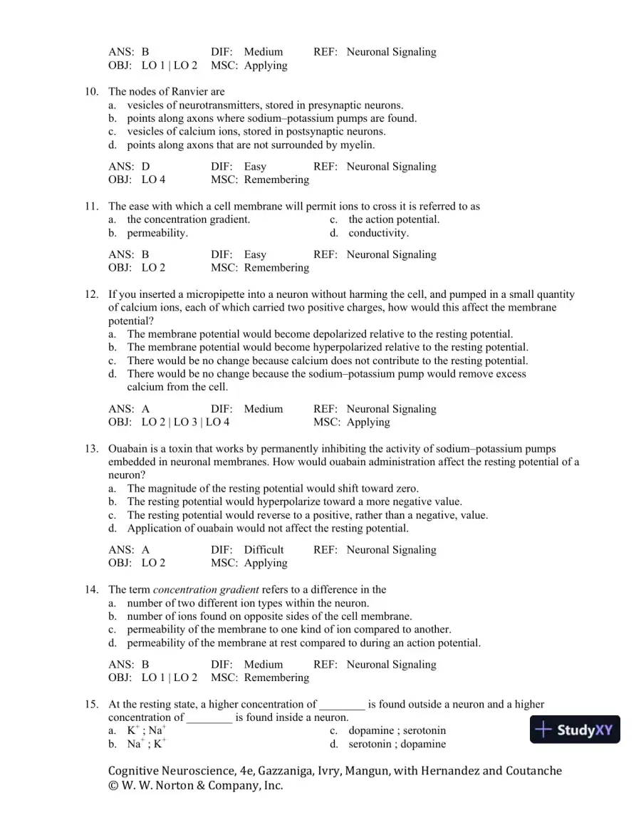 Cognitive Neuroscience: The Biology of the Mind, 4th Edition Test Bank, page 15