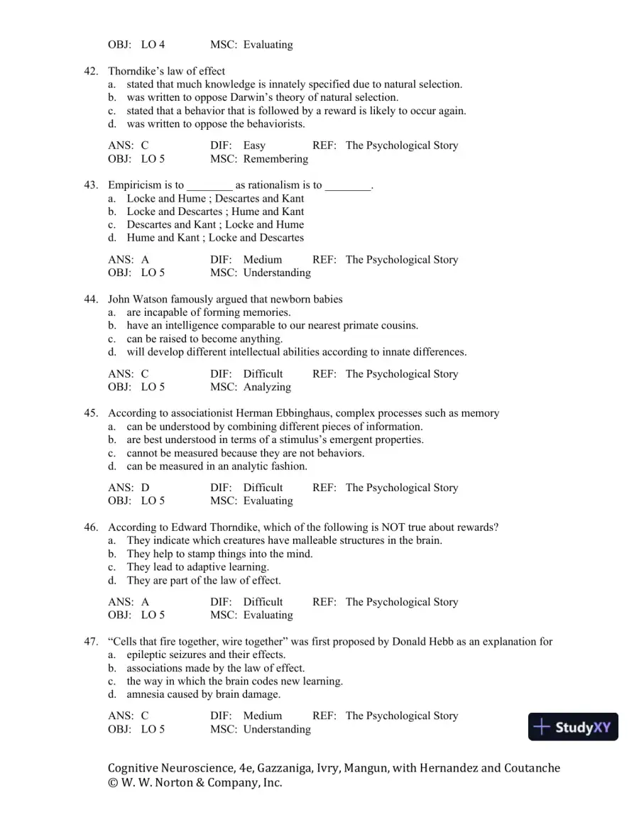 Cognitive Neuroscience: The Biology of the Mind, 4th Edition Test Bank, page 9