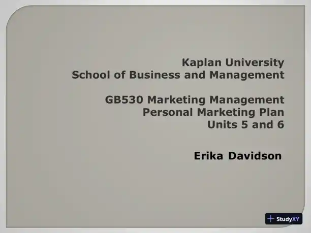 Personal Marketing Plan Units 5 And 6 - GB530 - Page 1 preview image