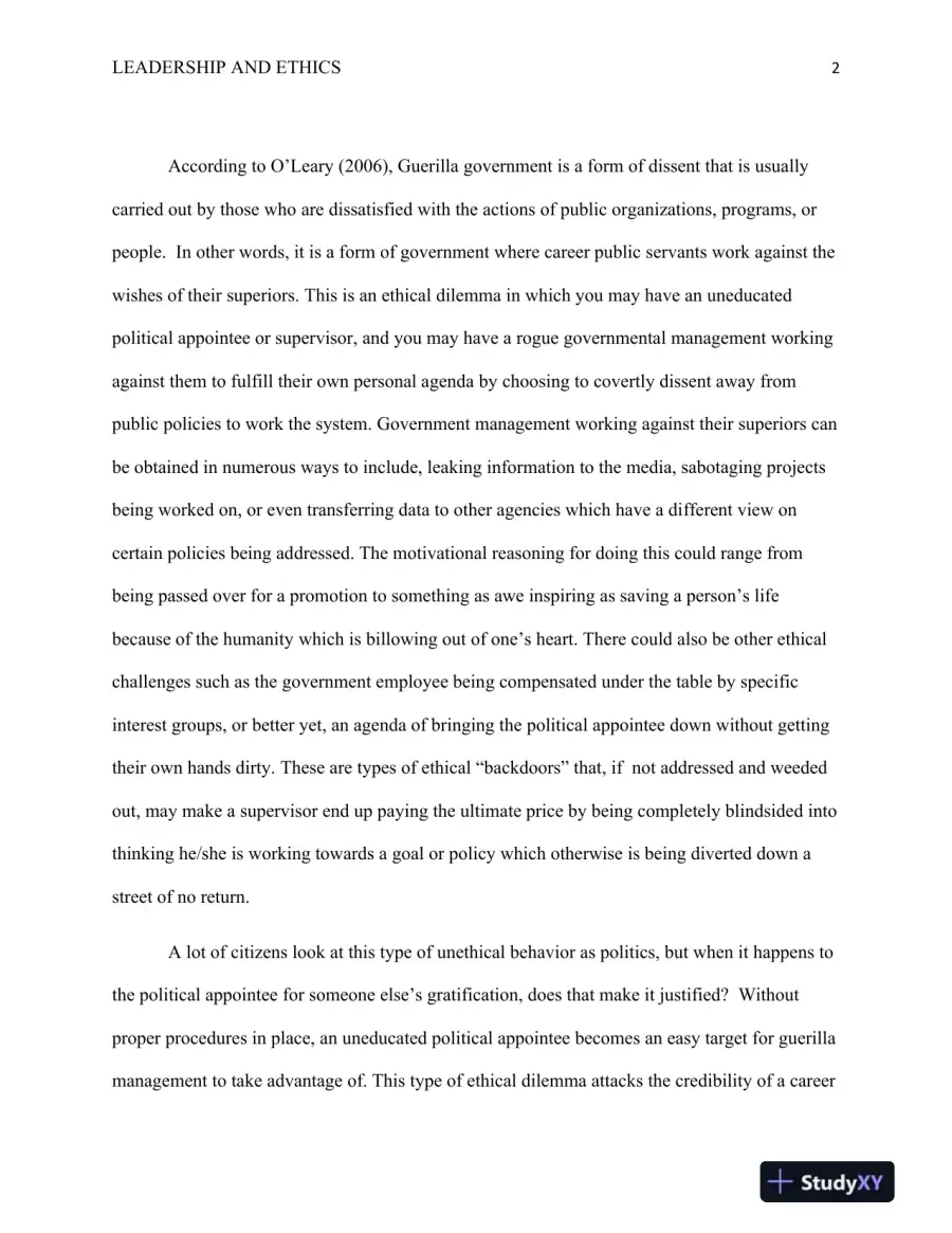 PAD 500 Assignment 3: Leadership and Ethics, page 3
