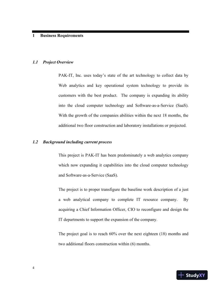 CIS 499 Business Requirements, page 5