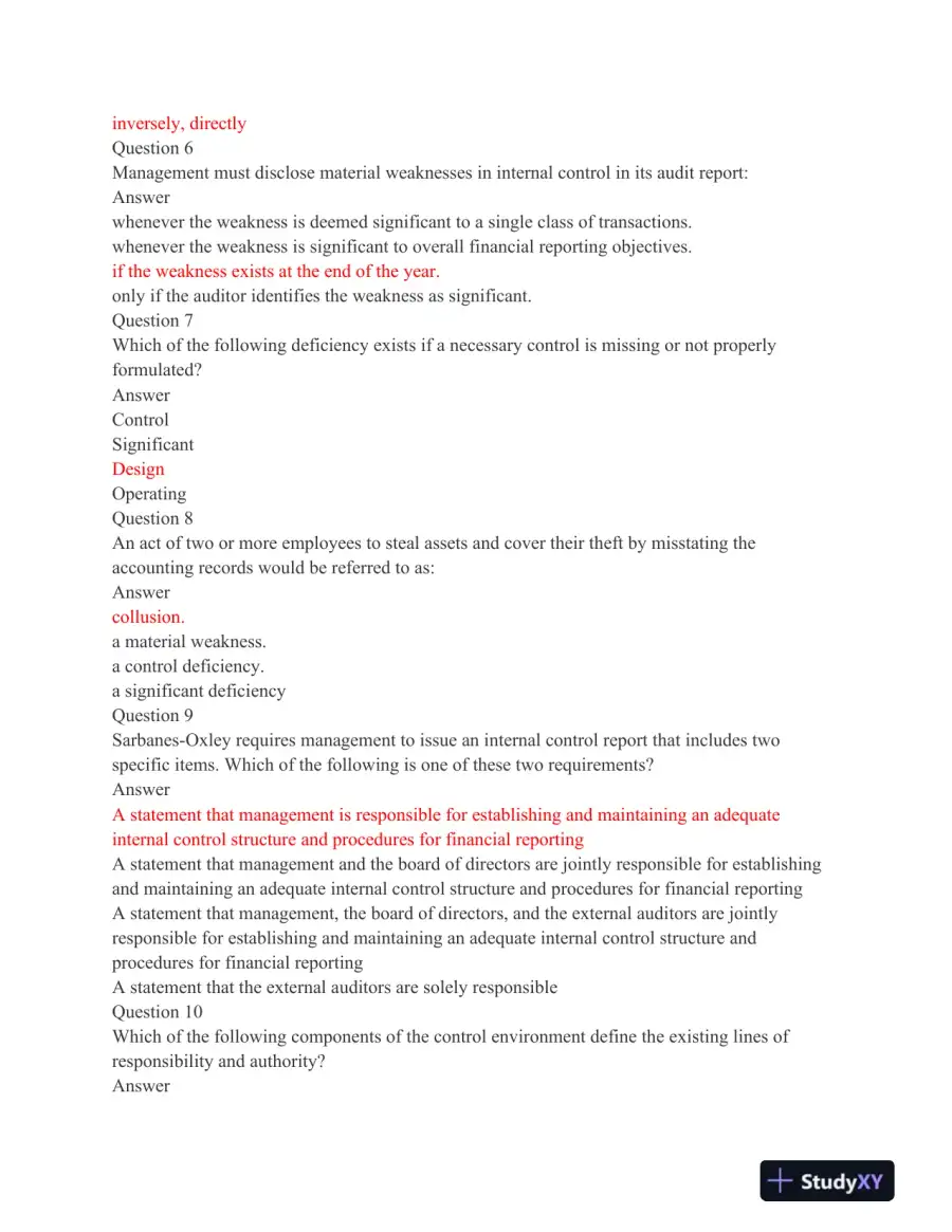 ACC 403 Final Assessment Comprehensive Auditing and Internal Control Exam, page 3
