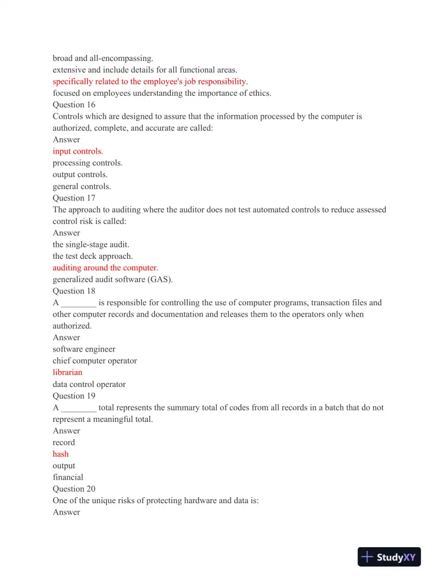 ACC 403 Final Assessment Comprehensive Auditing and Internal Control Exam, page 5