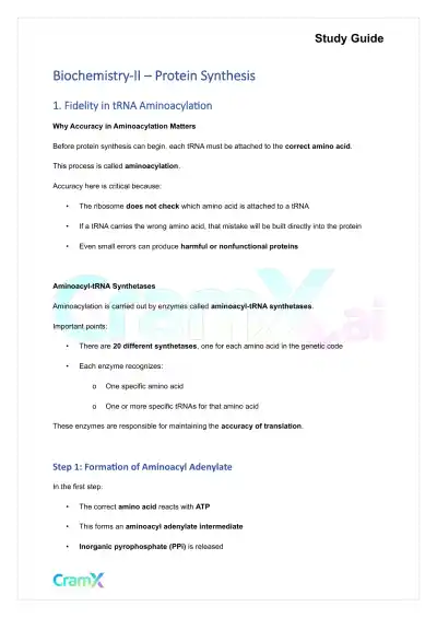 Biochemistry-II - Protein Synthesis - Page 1 preview image