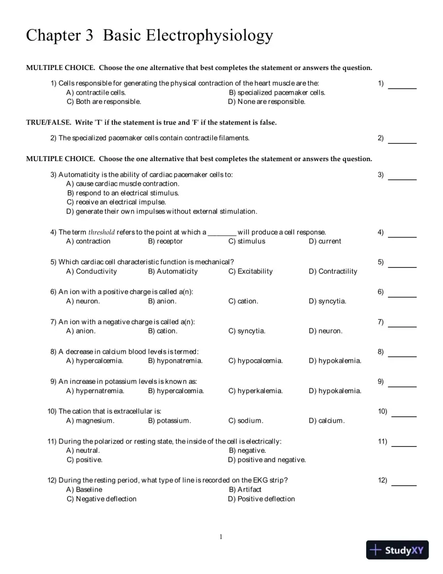 Test Bank for Understanding EKGs: A Practical Approach, 5th Edition, page 16