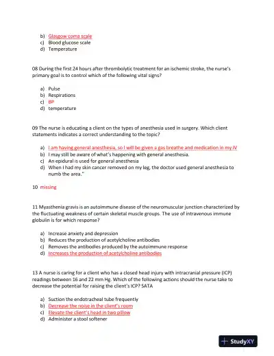 2023 ATI RN Medical Surgical Nursing Protected Exam With Answers (70 Solved Questions) - Page 4 preview image