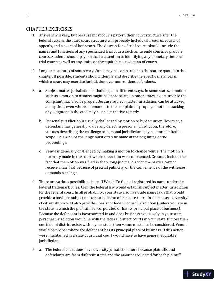 Solution Manual For Civil Litigation, 7th Edition, page 11