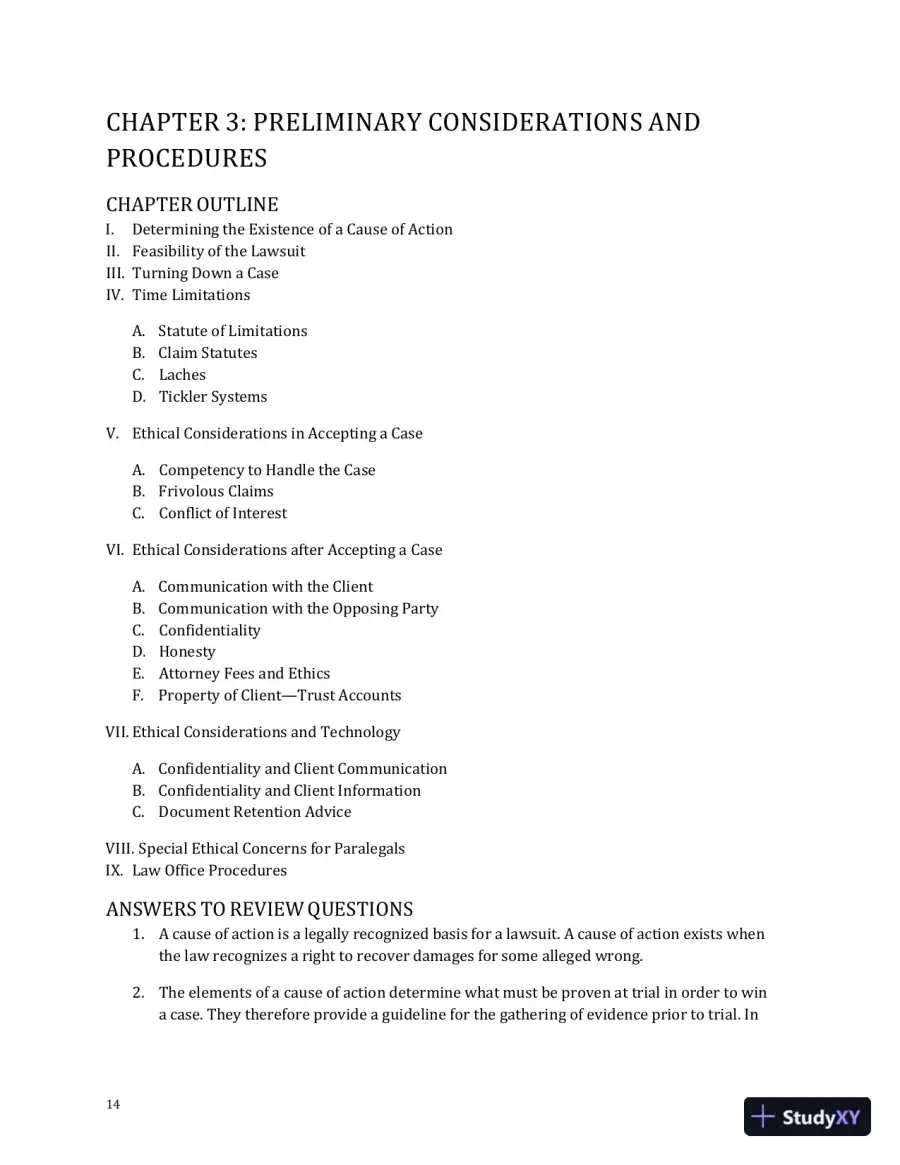 Solution Manual For Civil Litigation, 7th Edition, page 15
