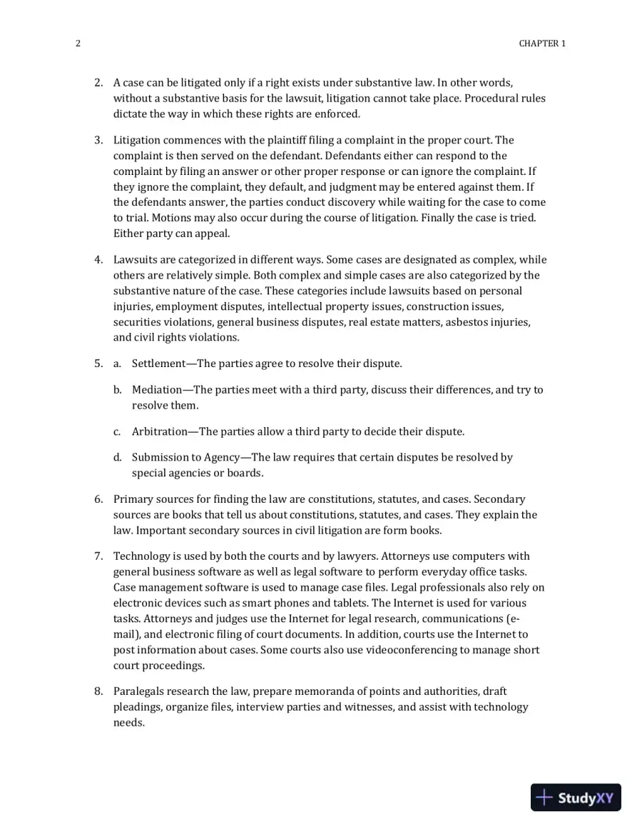 Solution Manual For Civil Litigation, 7th Edition, page 3