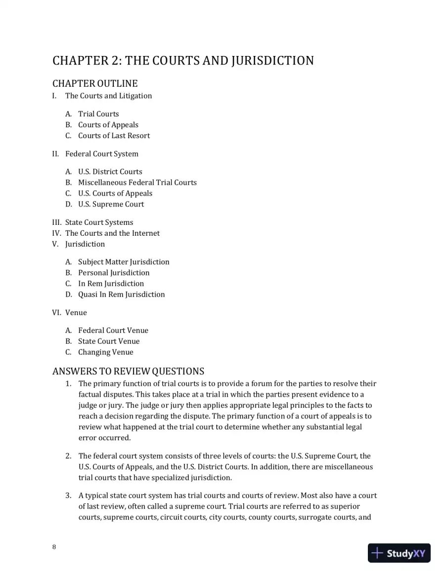 Solution Manual For Civil Litigation, 7th Edition, page 9