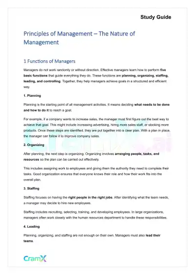 Principles of Management - The Nature of Management - Page 1 preview image