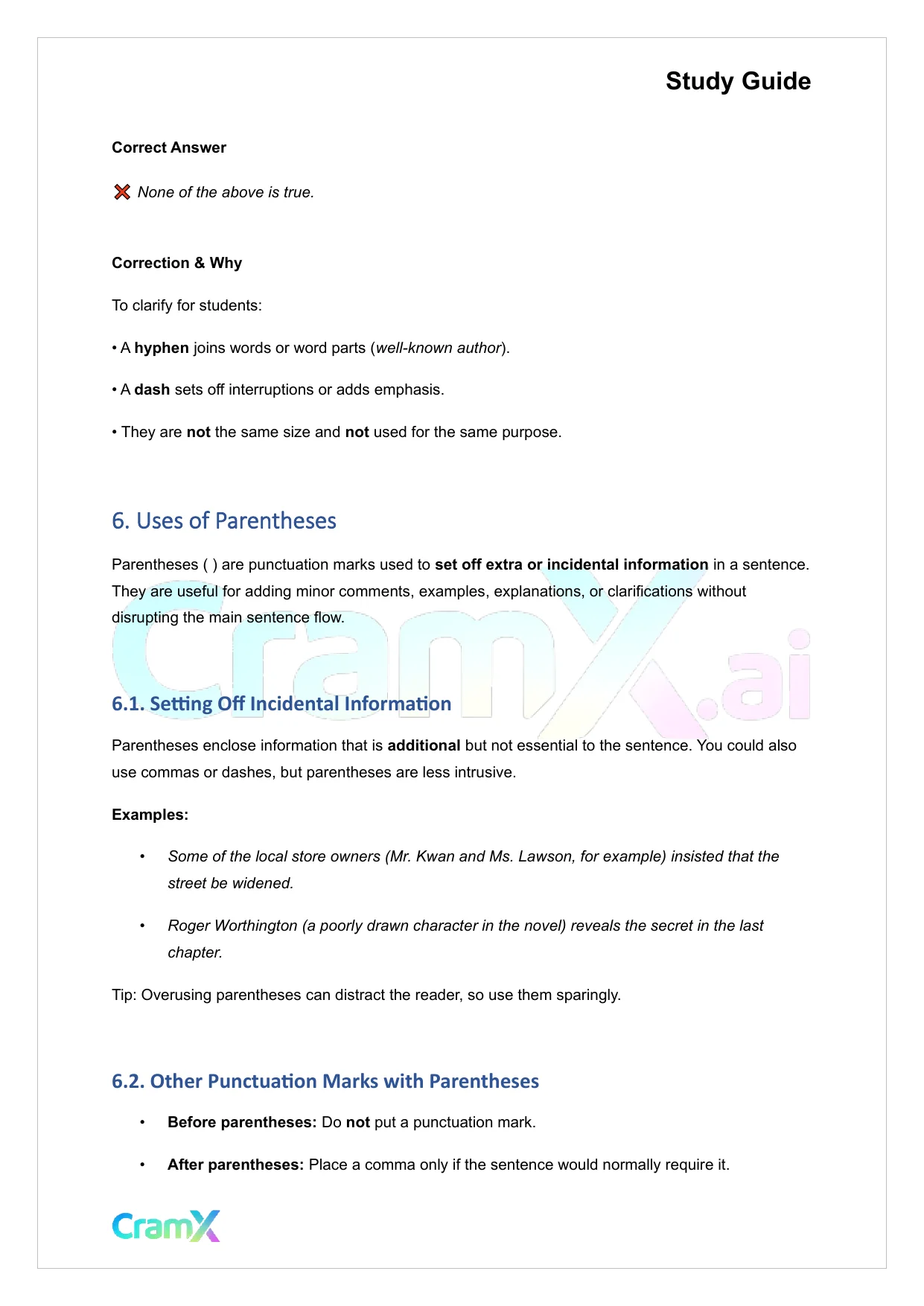 Grammar - Dashes, Parentheses, and Quotation Marks - Page 10 preview image