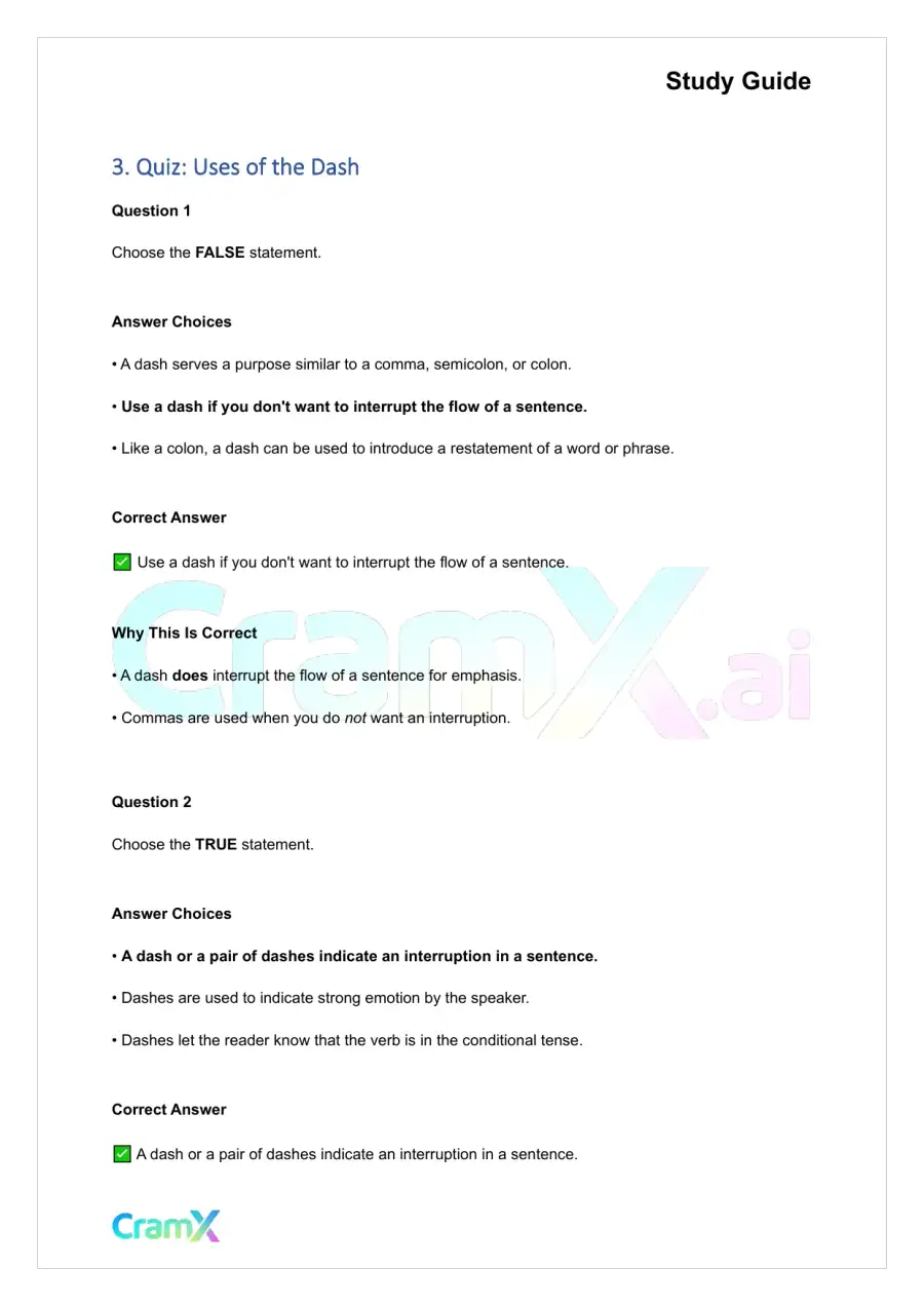 Grammar - Dashes, Parentheses, and Quotation Marks, page 3