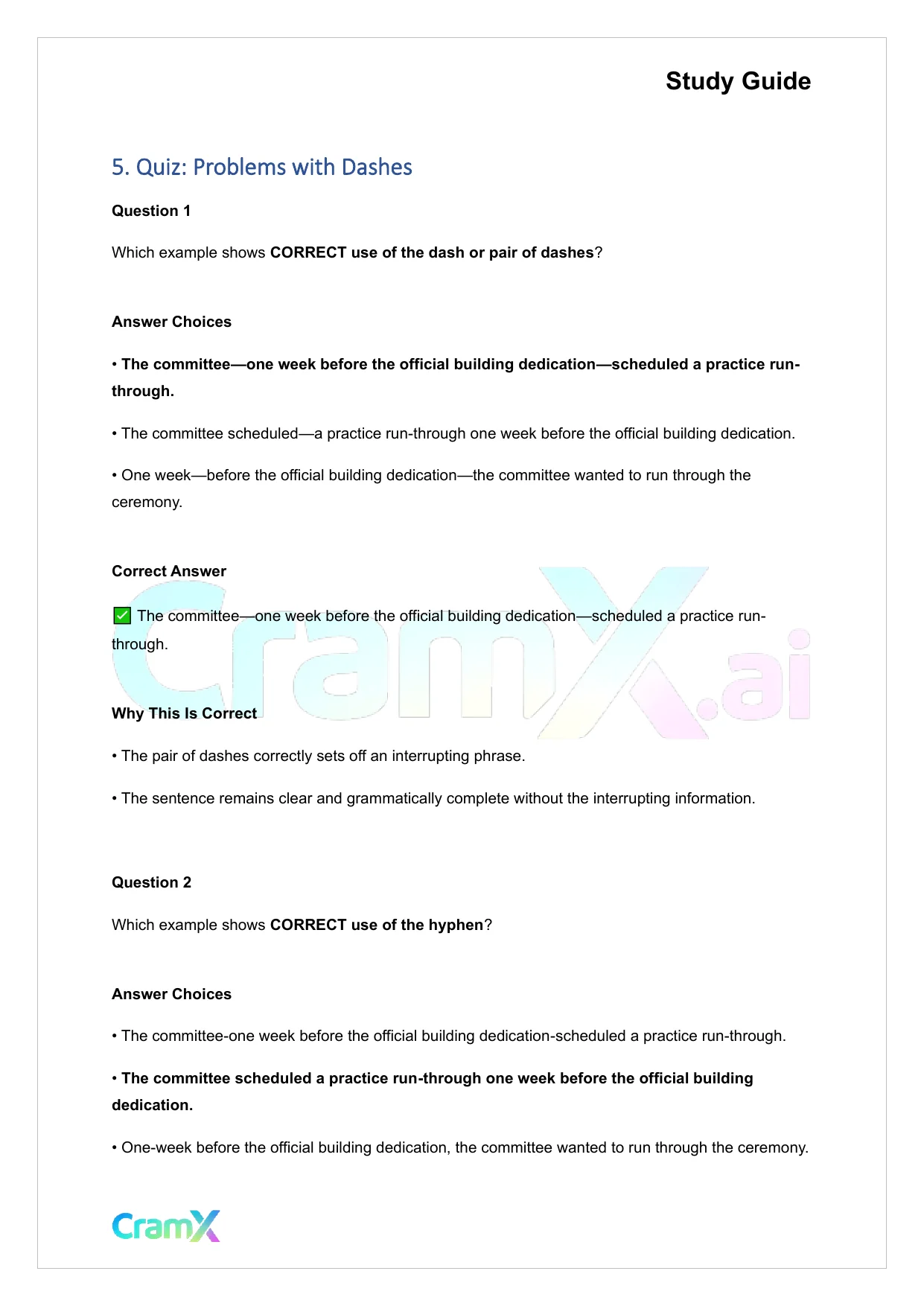 Grammar - Dashes, Parentheses, and Quotation Marks - Page 8 preview image