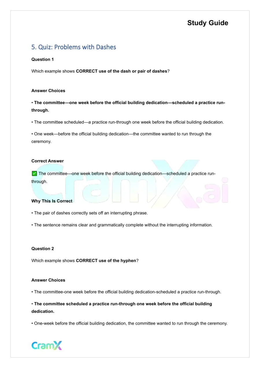 Grammar - Dashes, Parentheses, and Quotation Marks, page 8