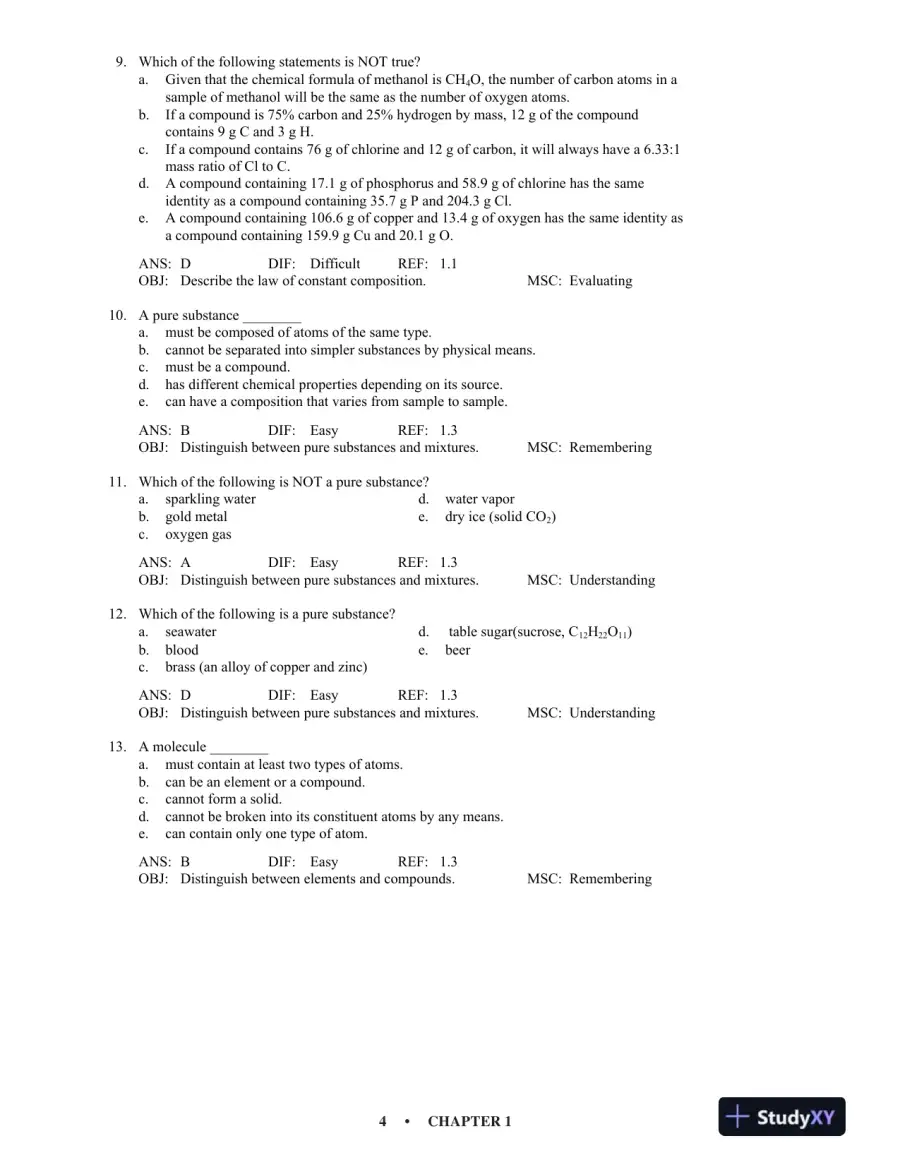 Test Bank for Chemistry: An Atoms-Focused Approach , 2nd Edition, page 10
