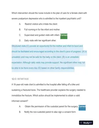 HESI Trauma Care Practice Exam With Answers (129 Solved Questions) - Page 10 preview image