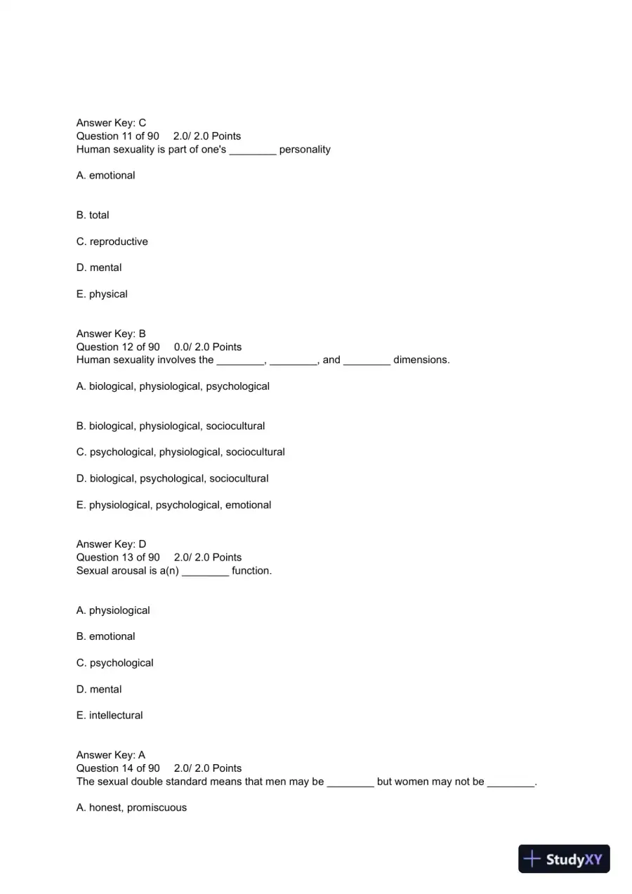 PSYC 101 Human Sexuality Quiz 5 Midterm American Public University, page 5