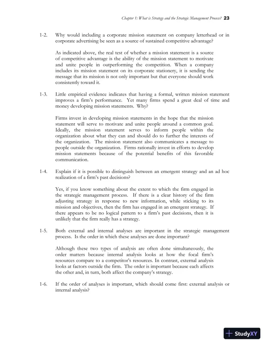 Class Notes for Strategic Management and Competitive Advantage: Concepts and Cases, 6th Edition, page 25