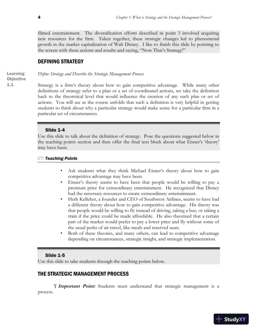 Class Notes for Strategic Management and Competitive Advantage: Concepts and Cases, 6th Edition, page 6