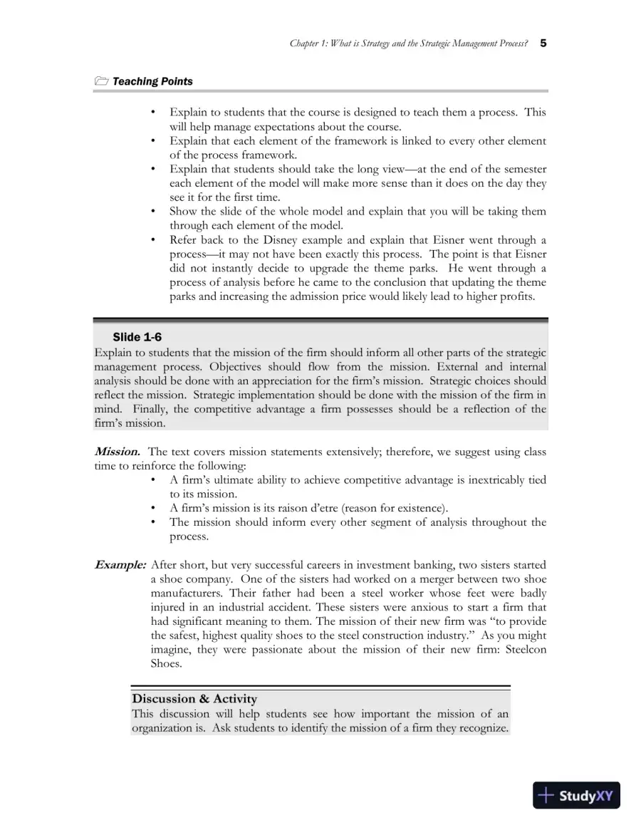 Class Notes for Strategic Management and Competitive Advantage: Concepts and Cases, 6th Edition, page 7