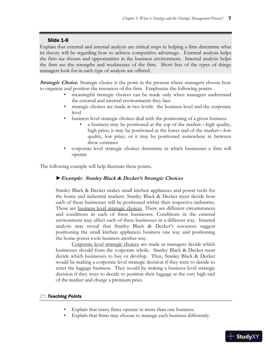 Class Notes for Strategic Management and Competitive Advantage: Concepts and Cases, 6th Edition, page 9