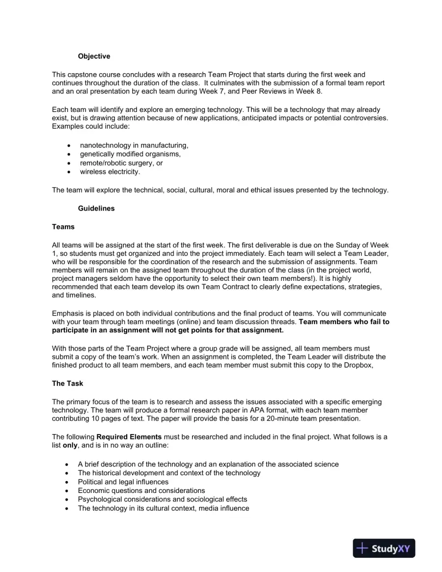 LAS432 Team Project Guidelines, page 3