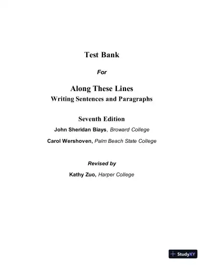 Test Bank for Along These Lines: Writing Sentences and Paragraphs, 7th Edition - Page 1 preview image