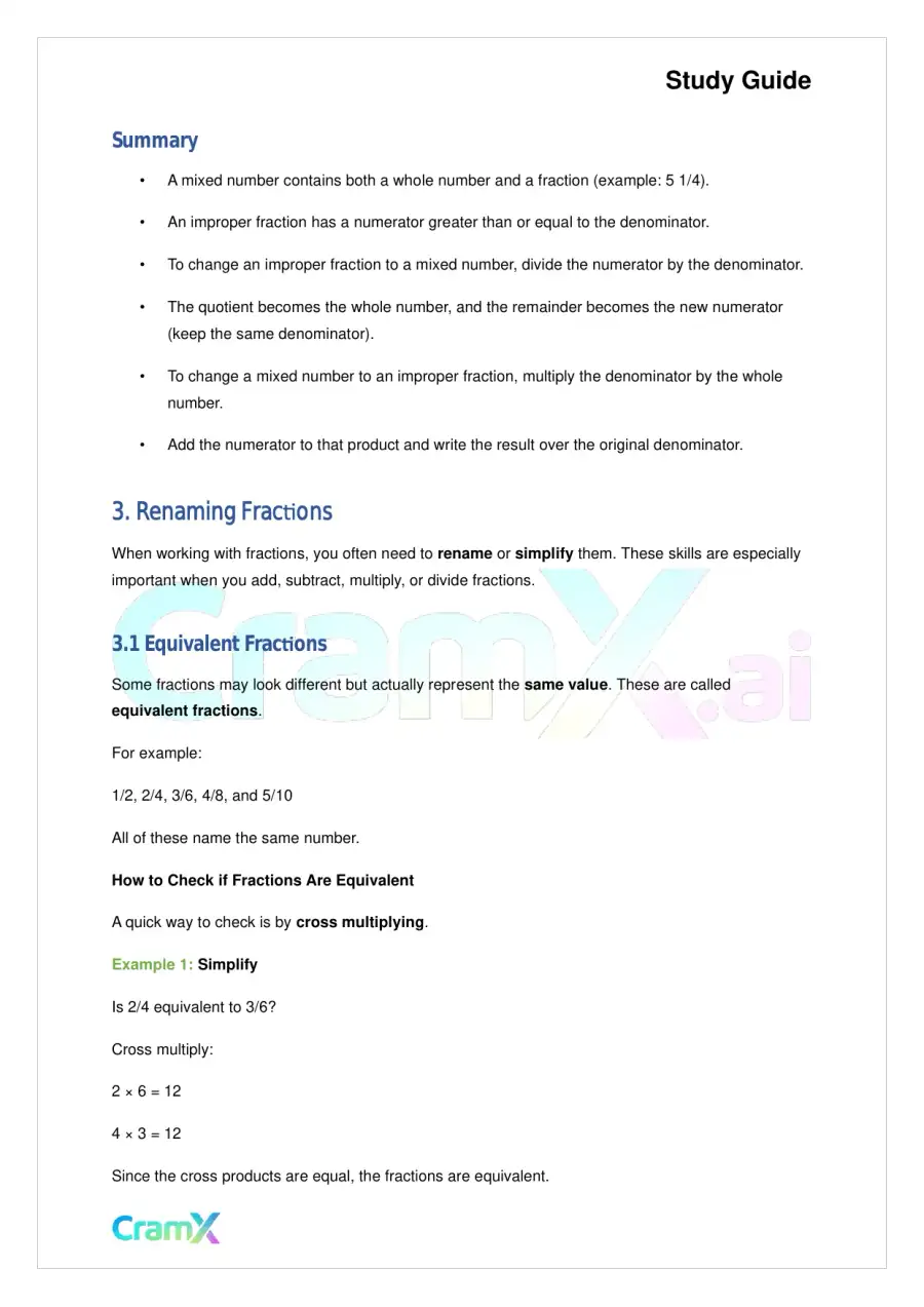 Basic Math and Pre-Algebra – Fractions, page 4