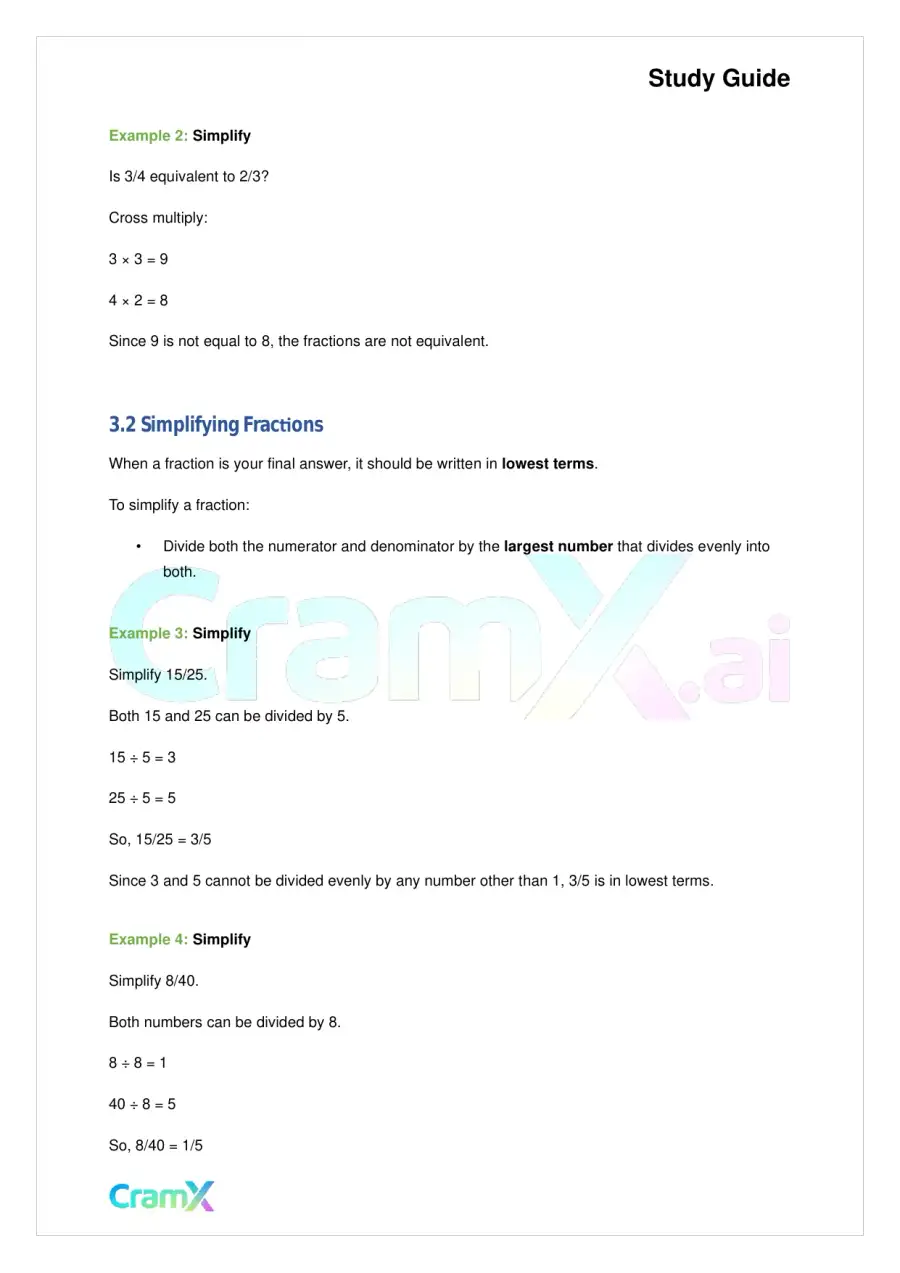 Basic Math and Pre-Algebra – Fractions, page 5