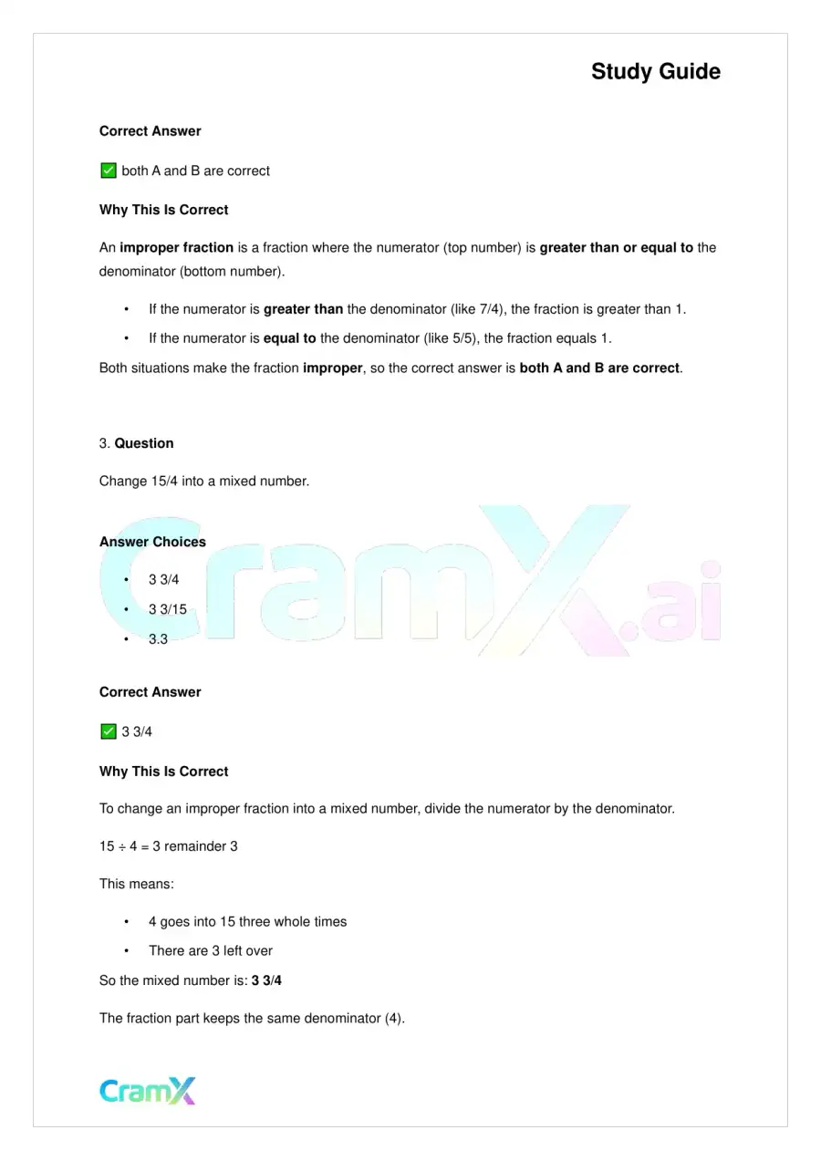 Basic Math and Pre-Algebra – Fractions, page 8