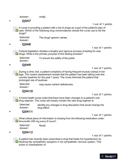 2023-2024 NURS676 Pharmacology Midterm Exam With Answers (100 Solved Questions) - Page 3 preview image