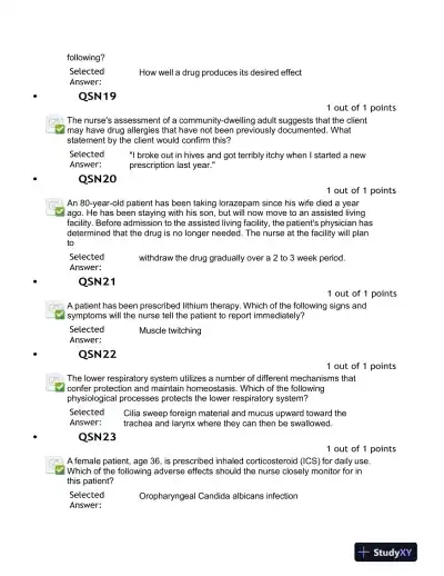 2023-2024 NURS676 Pharmacology Midterm Exam With Answers (100 Solved Questions) - Page 5 preview image