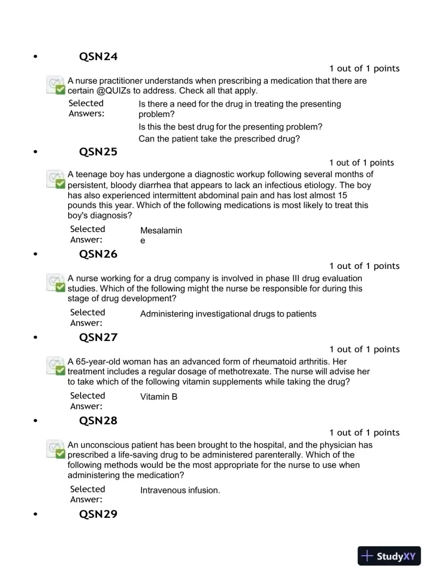 2023-2024 NURS676 Pharmacology Midterm Exam With Answers (100 Solved Questions), page 6