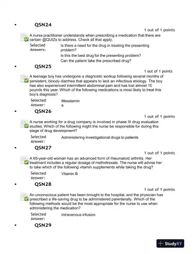 2023-2024 NURS676 Pharmacology Midterm Exam With Answers (100 Solved Questions) - Page 6 preview image
