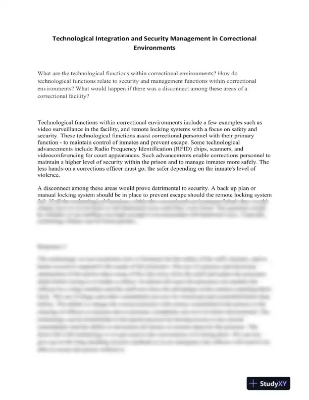 Technological Integration and Security Management in Correctional Environments - Page 1 preview image