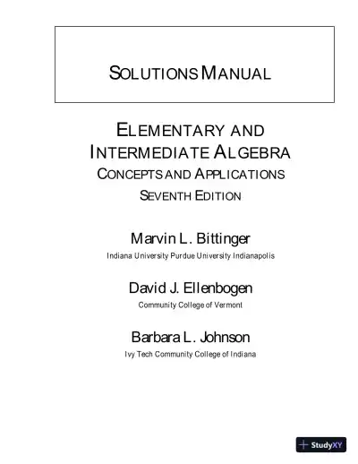 Solution Manual for Elementary and Intermediate Algebra Concepts and Applications, 7th Edition - Page 1 preview image