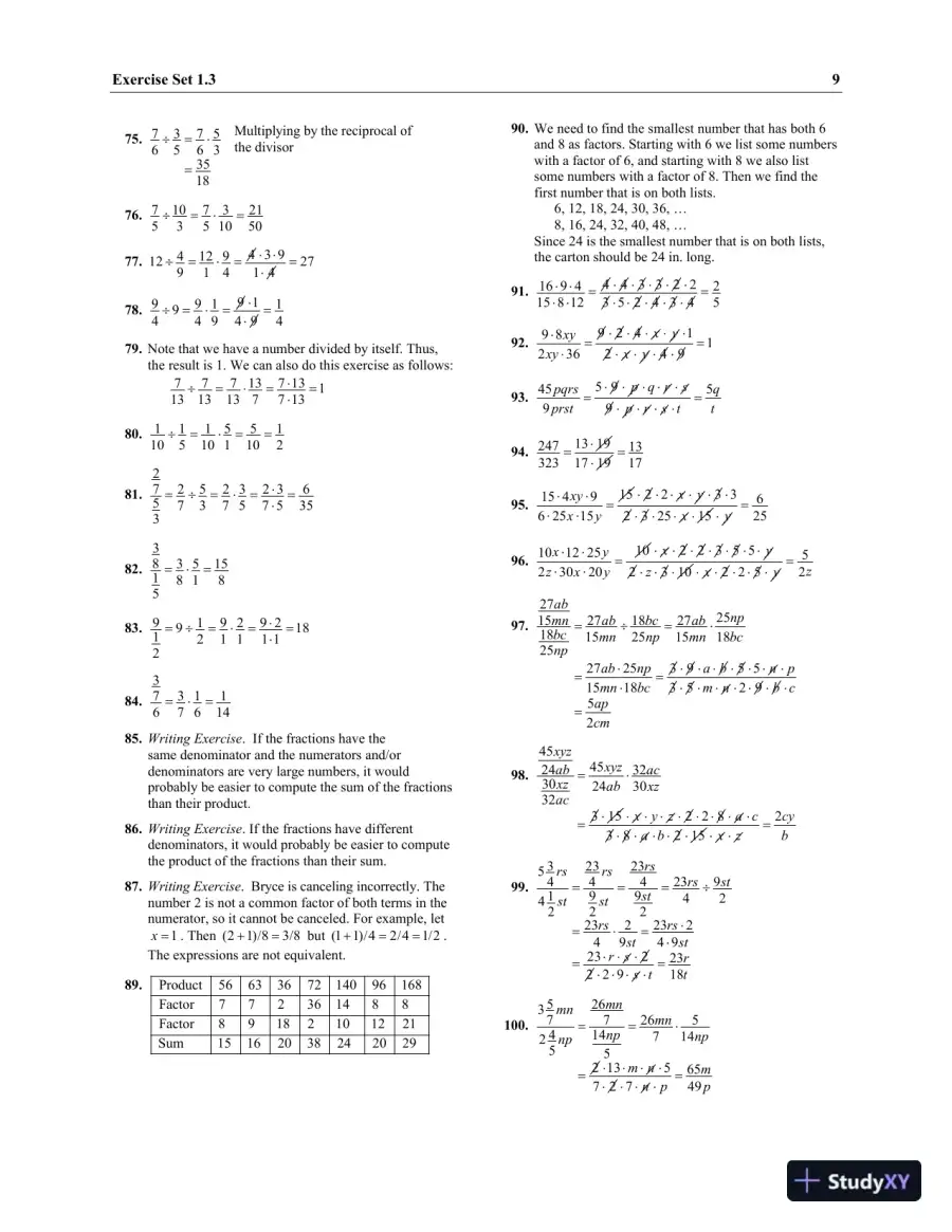 Solution Manual for Elementary and Intermediate Algebra Concepts and Applications, 7th Edition, page 12