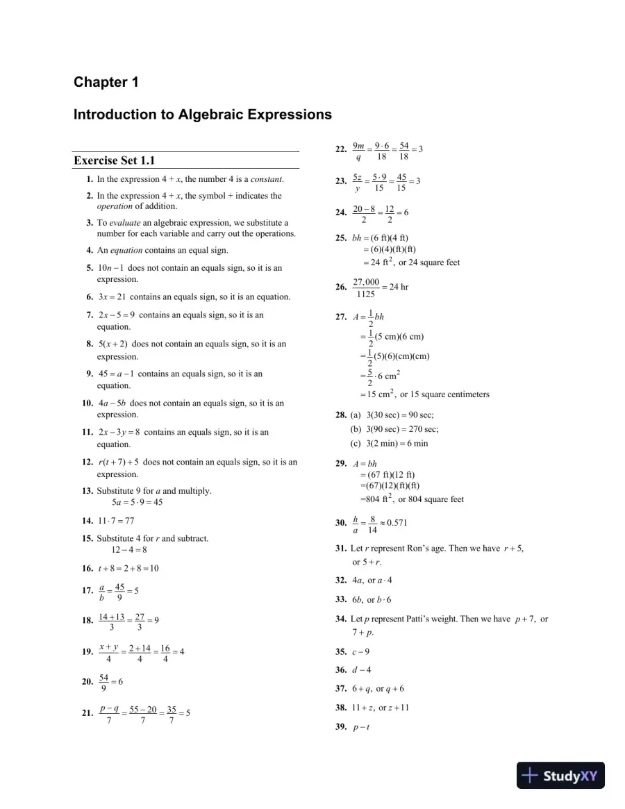 Solution Manual for Elementary and Intermediate Algebra Concepts and Applications, 7th Edition, page 4