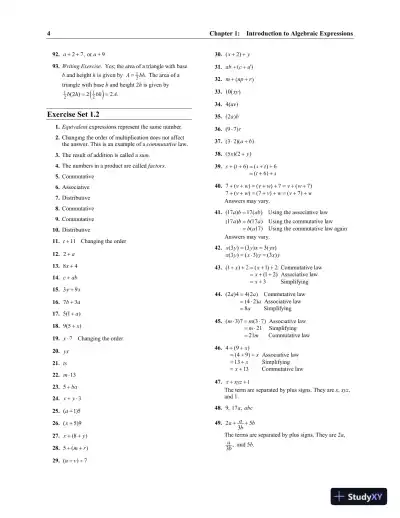 Solution Manual for Elementary and Intermediate Algebra Concepts and Applications, 7th Edition - Page 7 preview image