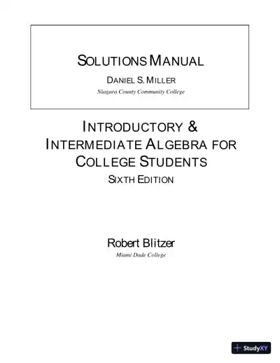 Solution Manual for Introductory and Intermediate Algebra for College Students, 6th Edition - Page 1 preview image