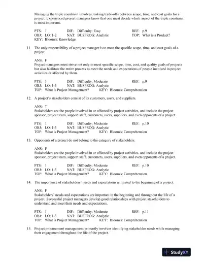 Test Bank For Information Technology Project Management, 7th Edition - Page 4 preview image